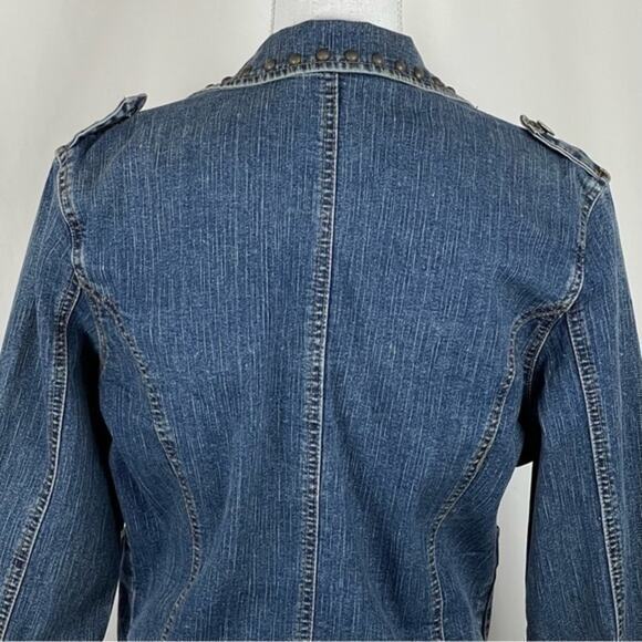 Isabel Beaded Sequined Boho Hippie Festival Blue Jean Jacket Size M - Picture 7 of 11